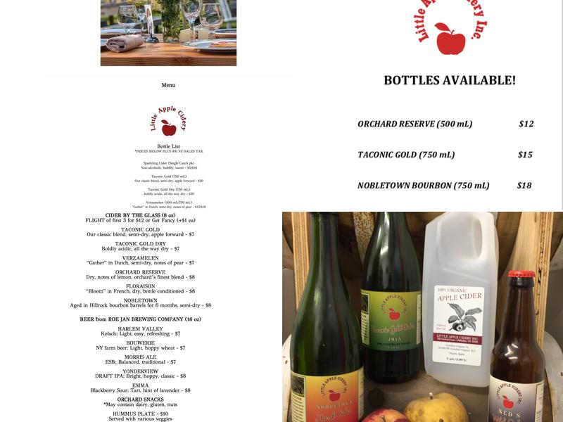 Little Apple Cidery Menu