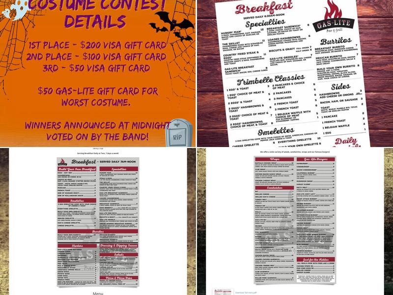 GasLite Bar and Grill Menu