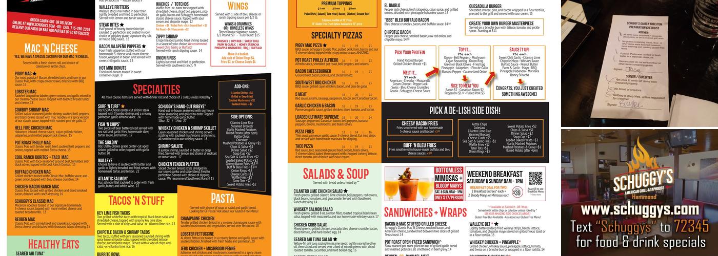 Schuggy's American Grill & Taphouse Menu
