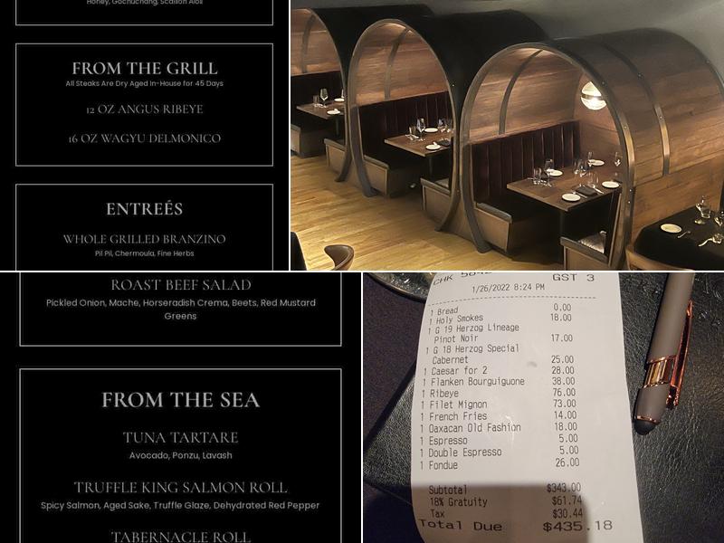 Tabernacle Steakhouse Menu