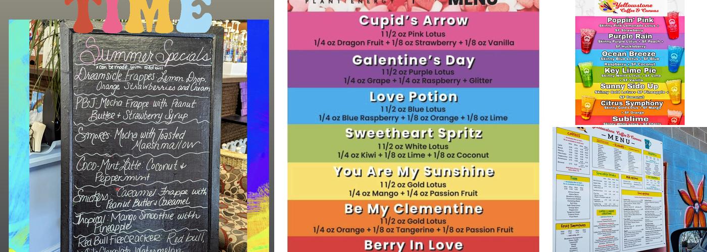 Yellowstone Coffee and Canvas Menu