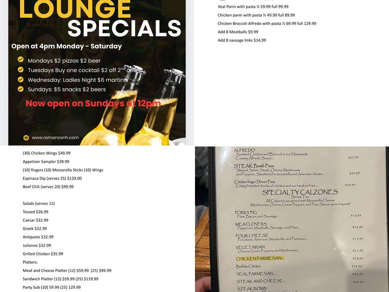 Romano's Pizza of Litchfield Menu