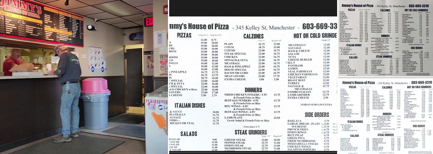 Jimmy's House of Pizza Menu