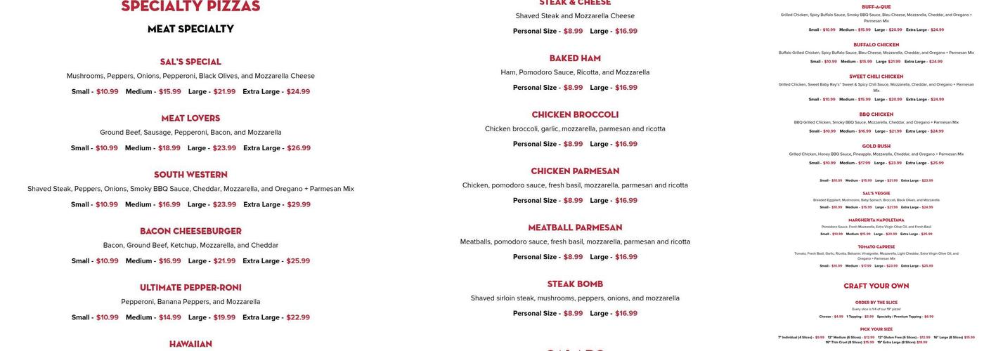 Sal's Pizza | Manchester, NH Menu