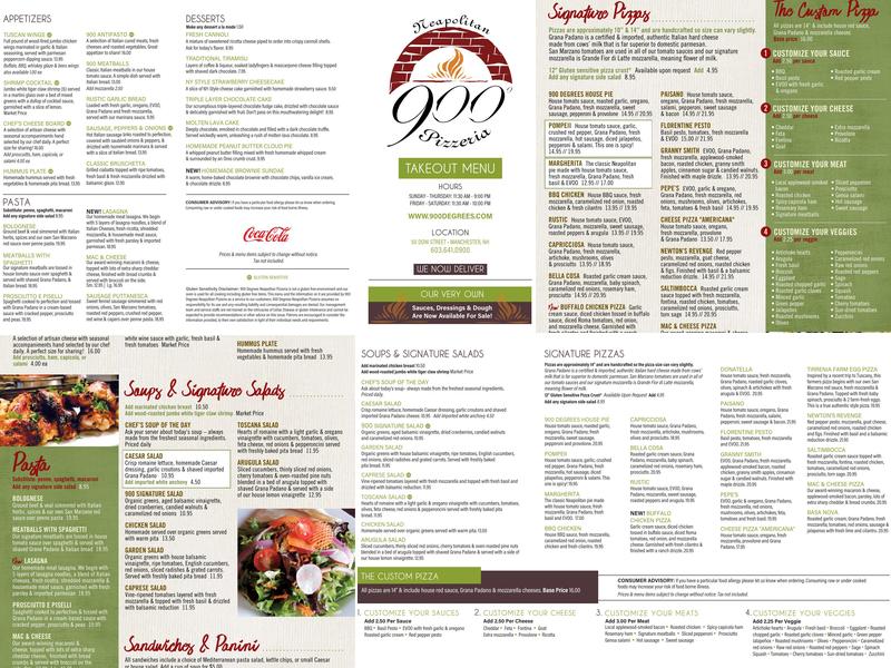900 Degrees Neapolitan Pizzeria Menu