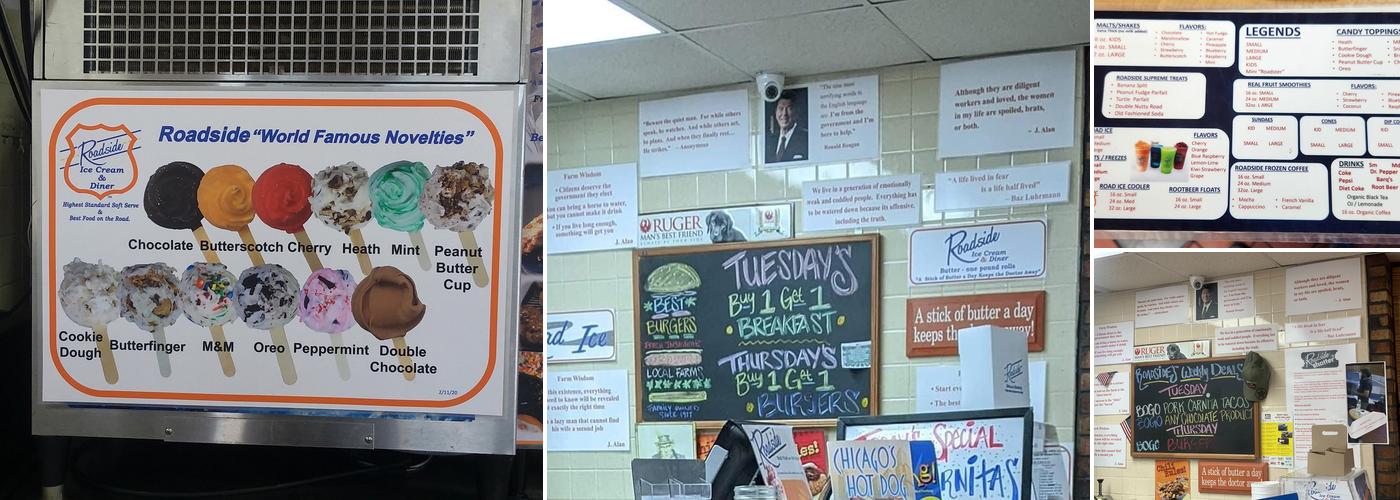 Roadside Ice Cream and Diner Menu