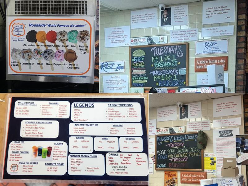 Roadside Ice Cream and Diner Menu