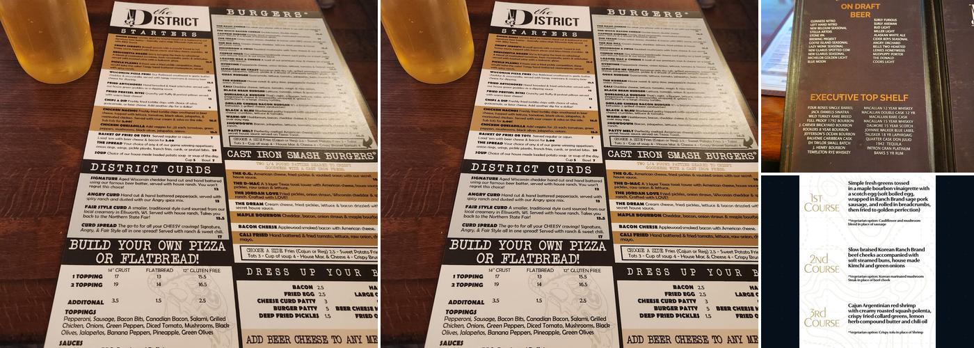 The District Pub & Grill Menu