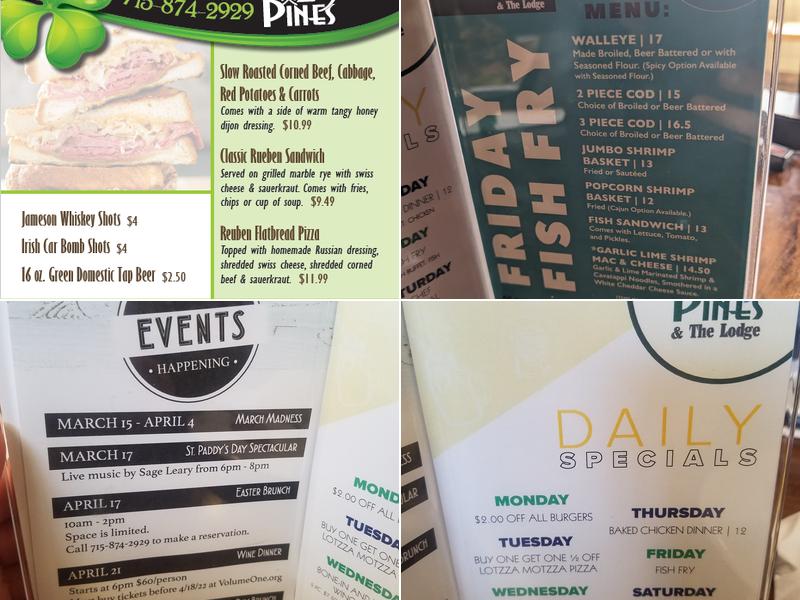 29 Pines Conference Center and Lounge Menu