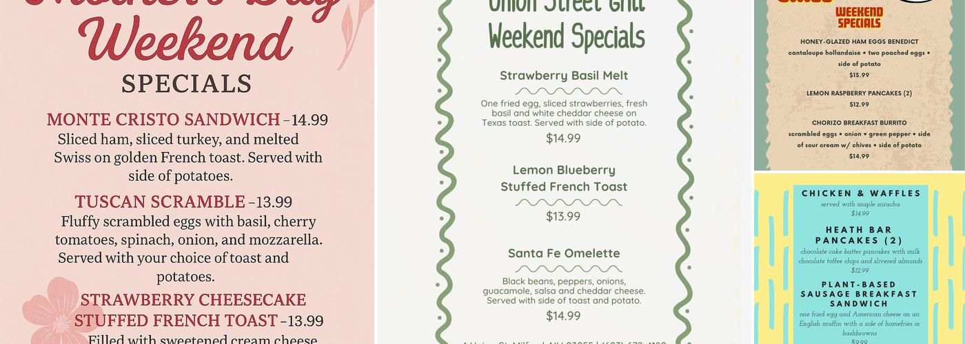 Union Street Grill Menu