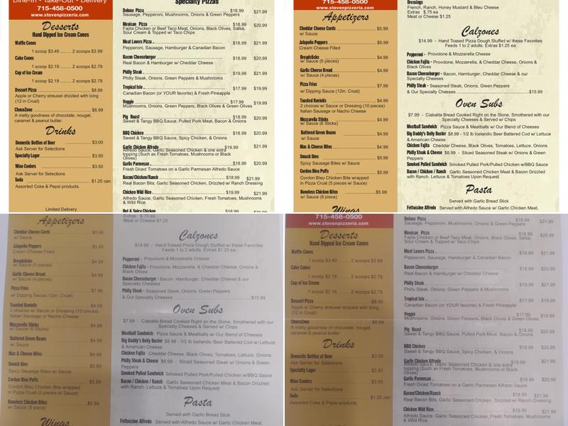 Stone Oven Pizzeria Menu
