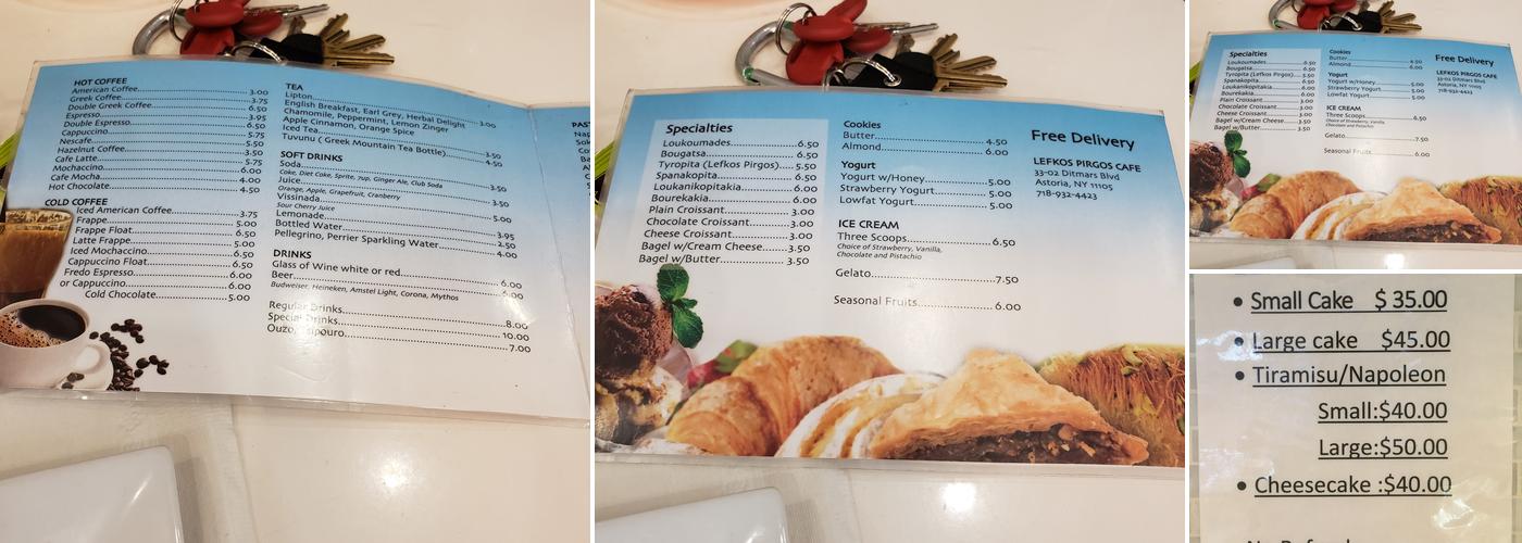 Lefkos Pyrgos Cafe Menu
