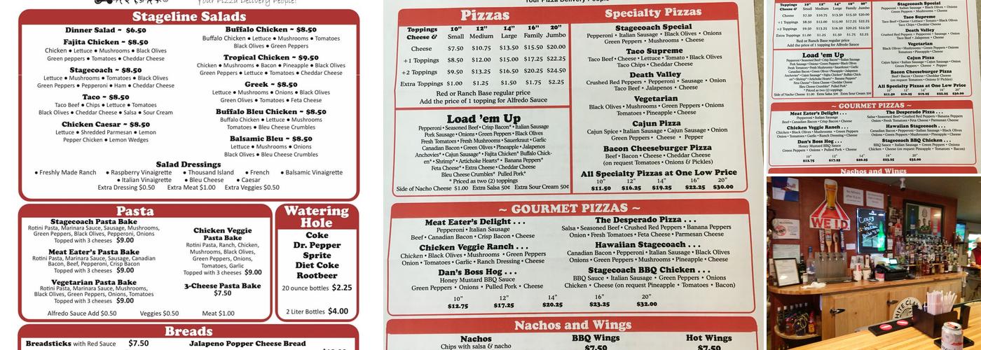 Stageline Pizza Menu
