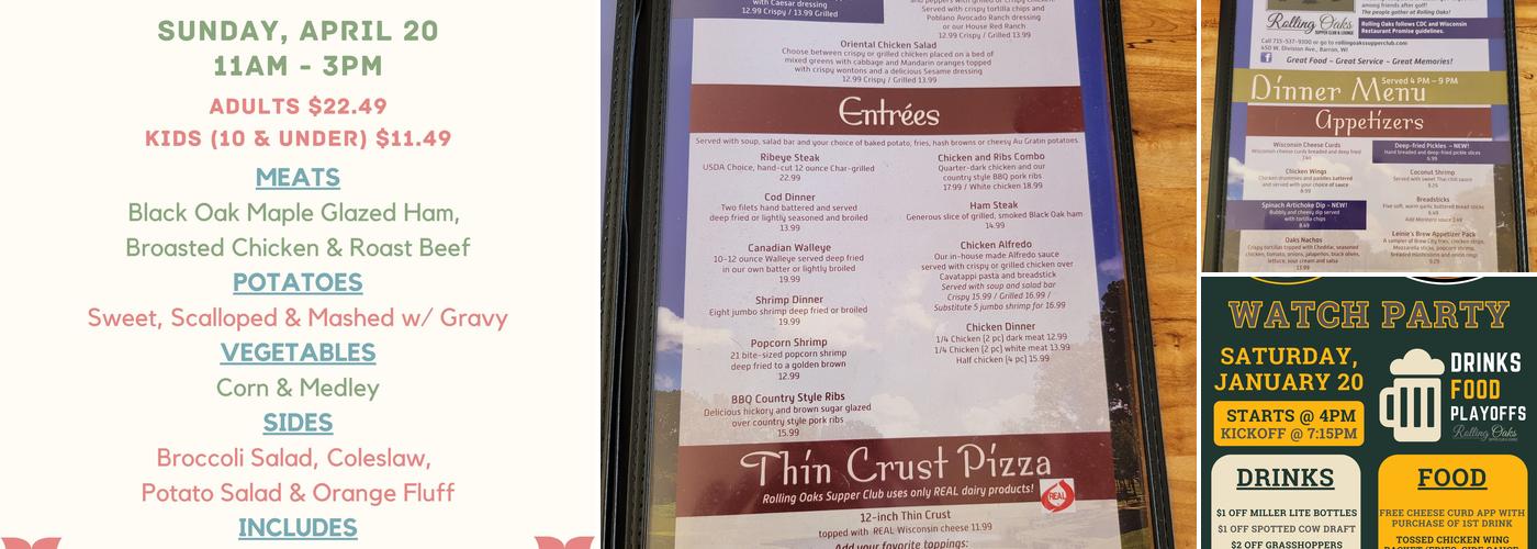 Rolling Oaks Supper Club, Lounge & Catering Menu