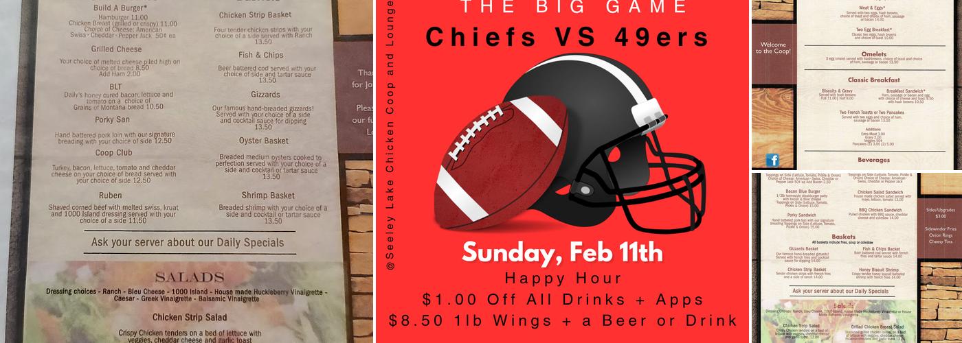 Seeley Chicken Coop & Lounge Menu