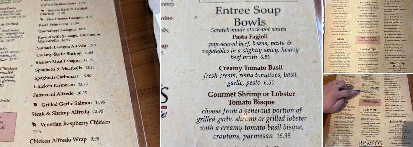 Romeo's Italian Kitchen Menu