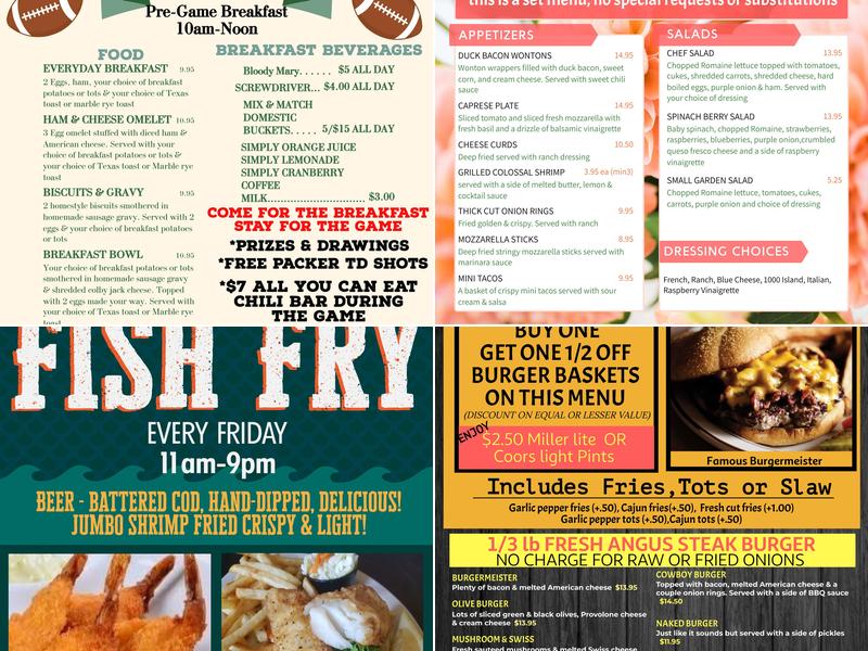 Meister's Bar & Grill Menu