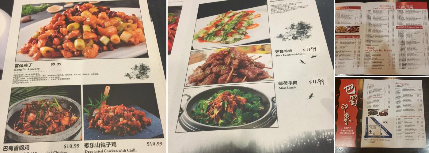Frice Szechuan Restaurant (Riverside) Menu