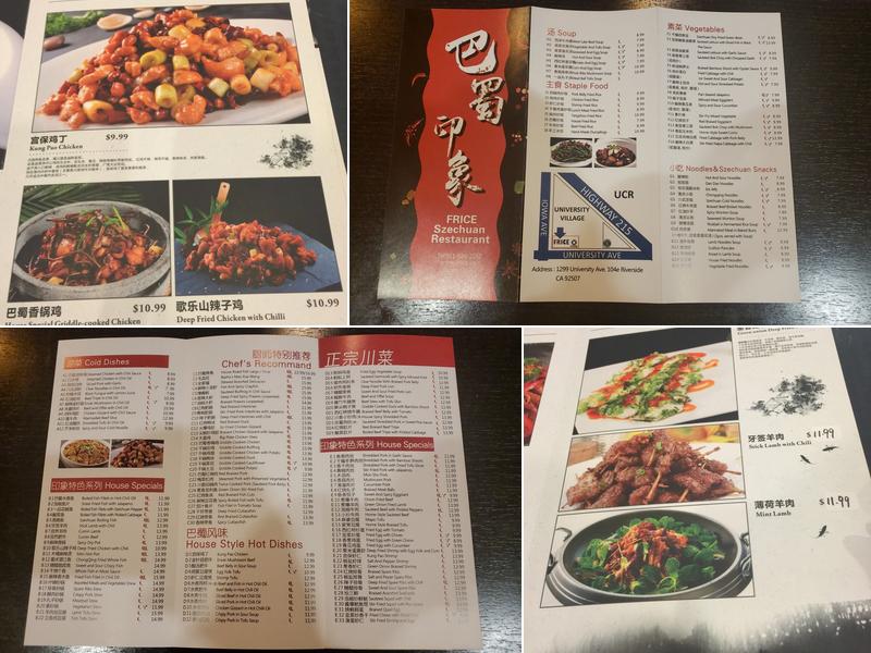 Frice Szechuan Restaurant (Riverside) Menu