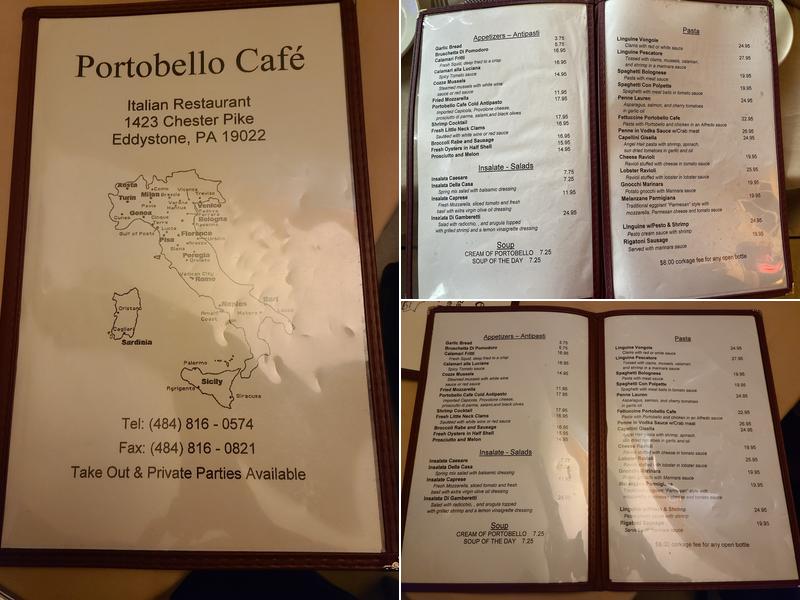 Portobello Cafe Menu