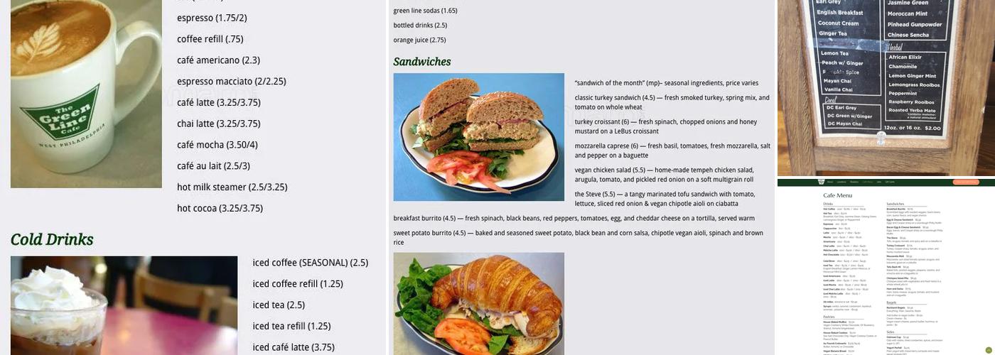 Green Line Cafe Menu