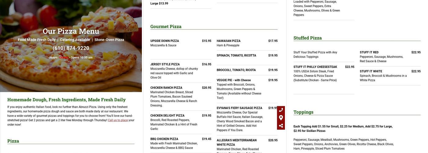 Abruzzi Pizza Menu