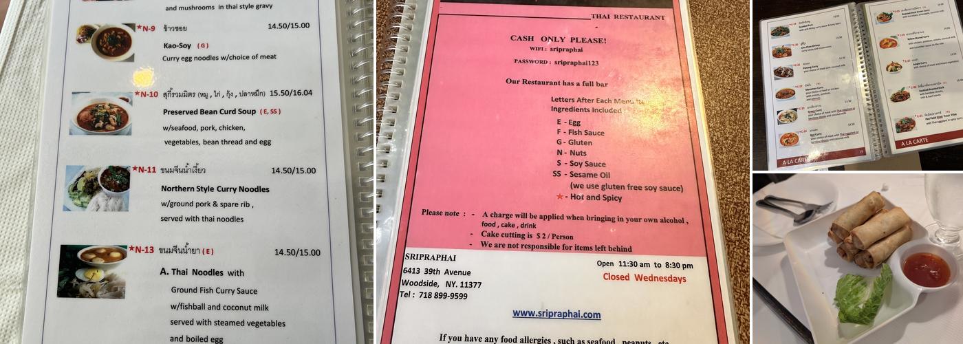 SriPraPhai Menu