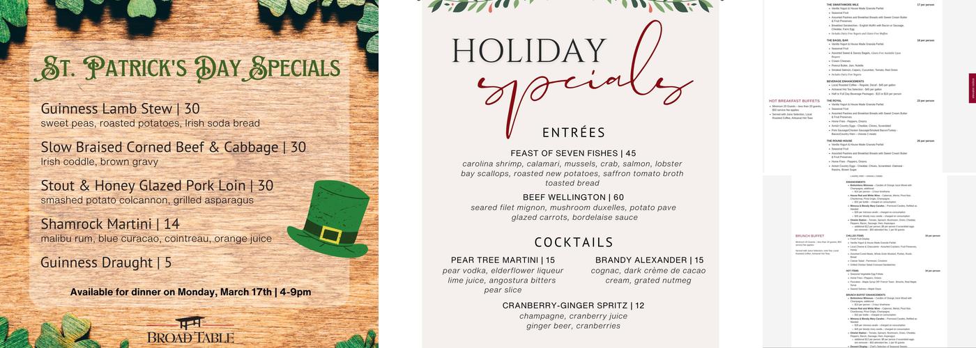 Broad Table Tavern Menu