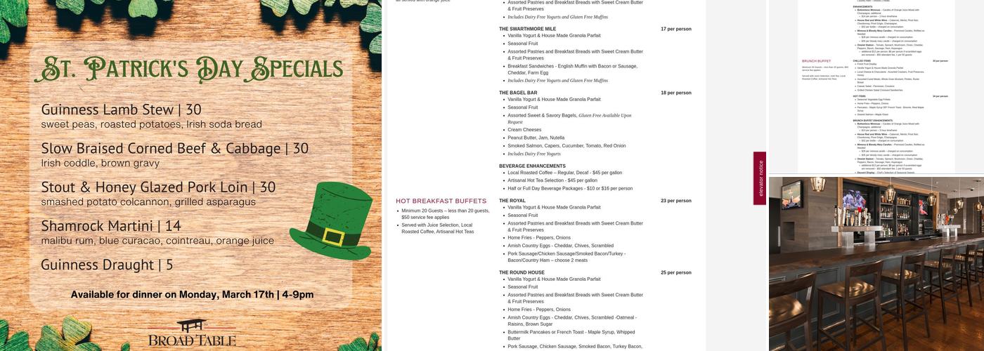 Broad Table Tavern Menu