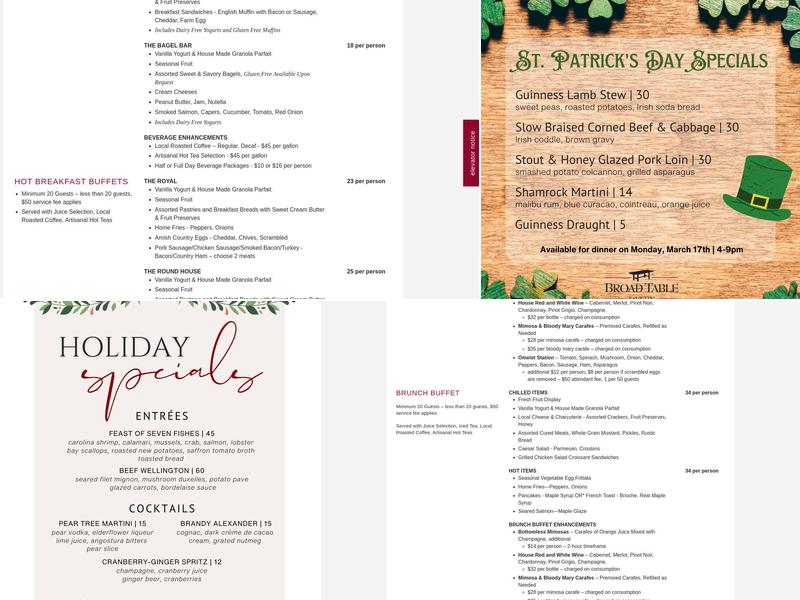 Broad Table Tavern Menu