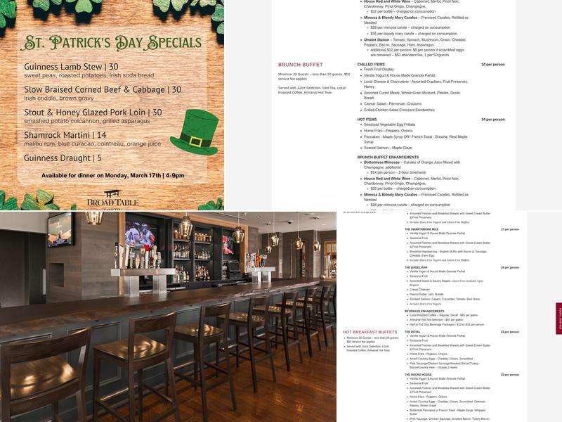 Broad Table Tavern Menu