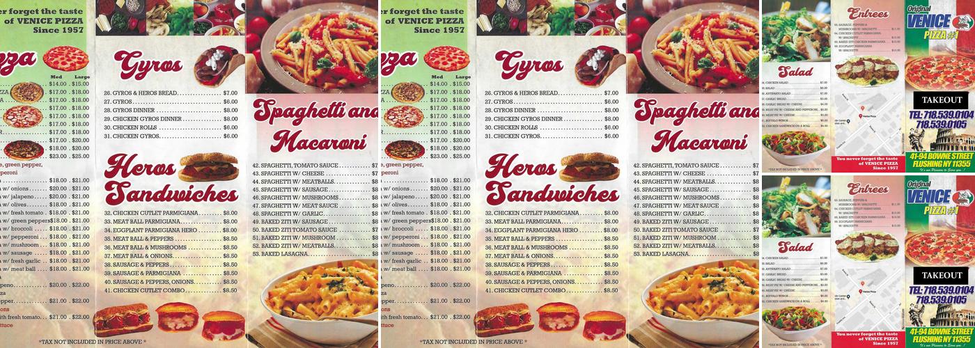 Venice Pizza Menu