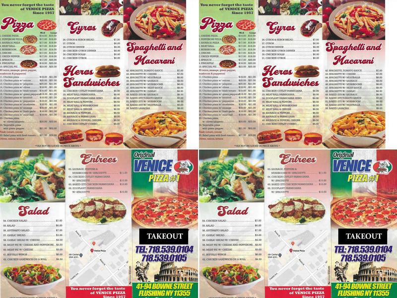Venice Pizza Menu