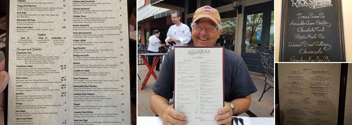 Rick's Chophouse Menu