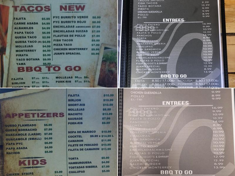 PYC Restaurant Menu