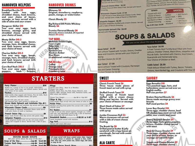 Heartbreakers Menu