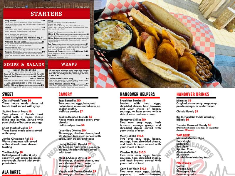 Heartbreakers Menu