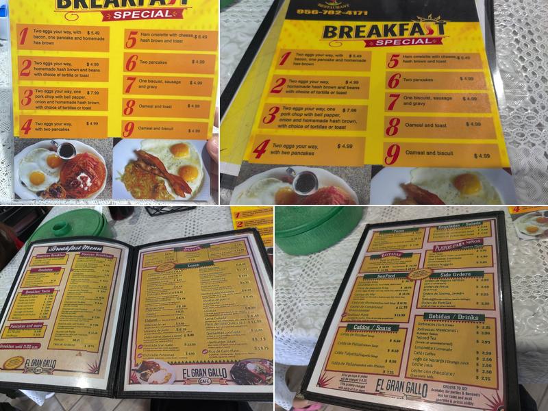 El Gran Gallo Cafe Menu
