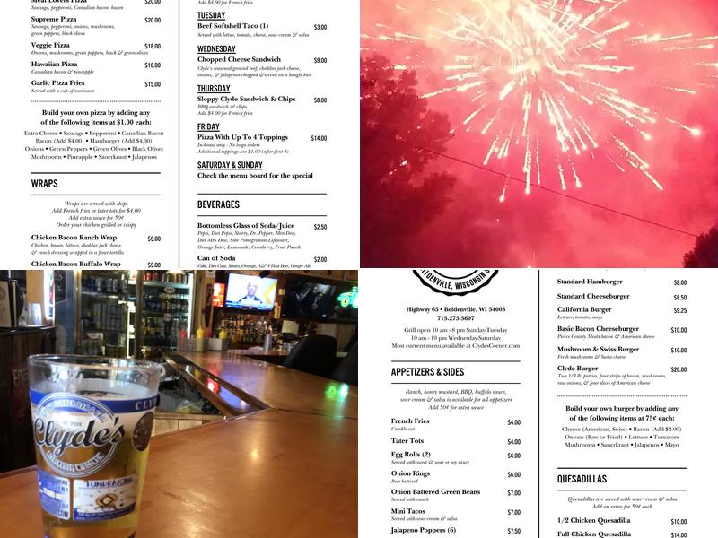 Clyde's Corner Menu