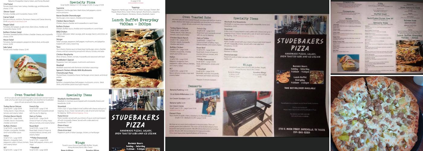 Studebakers Pizza Menu