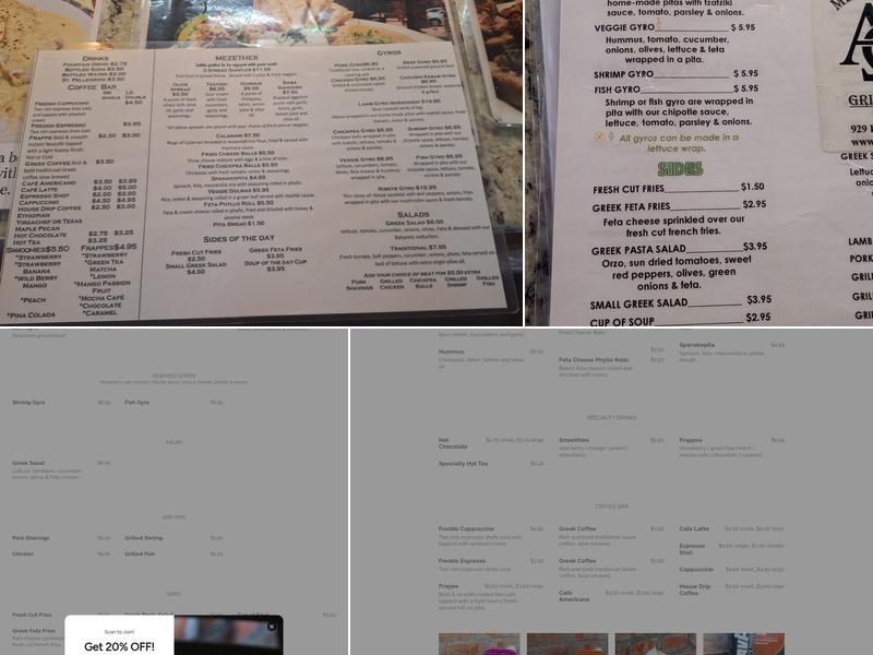 Alpha Omega Grill & Bakery Menu