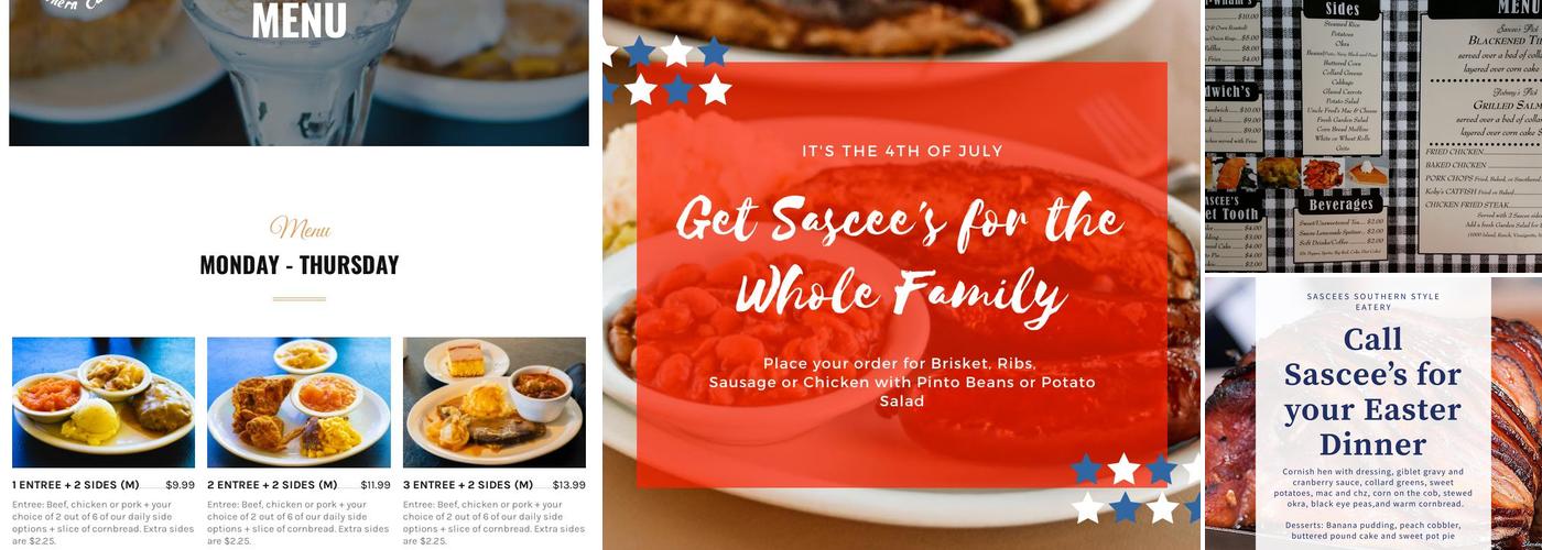 Sascee's Southern Style Eatery Menu