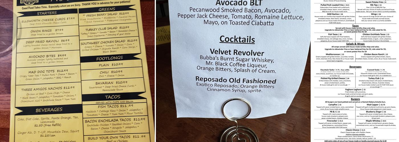 Common Man Tap & Table Menu