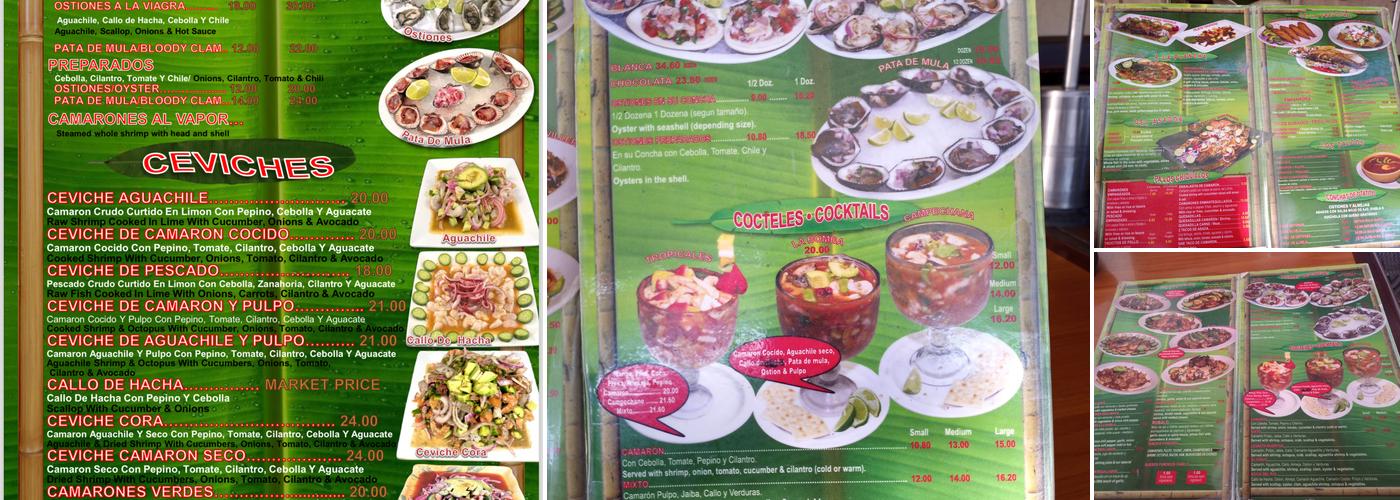 Mariscos Tecuala Menu
