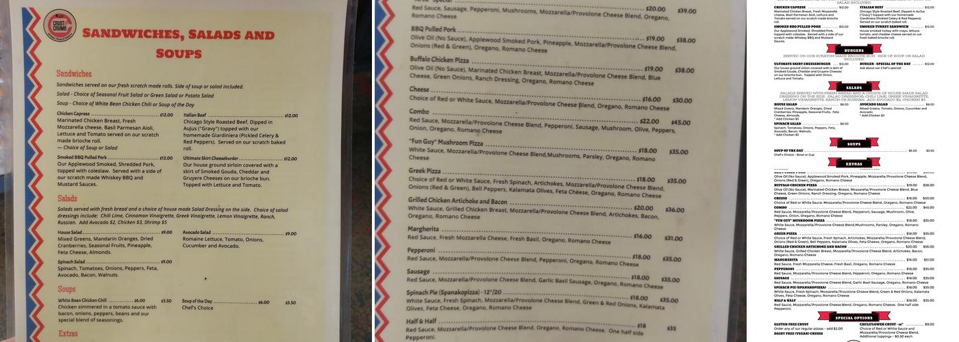 Crust & Crumb Menu