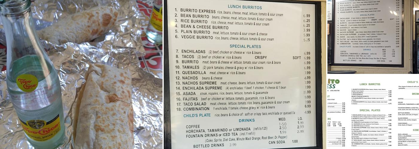 Burrito Express Menu