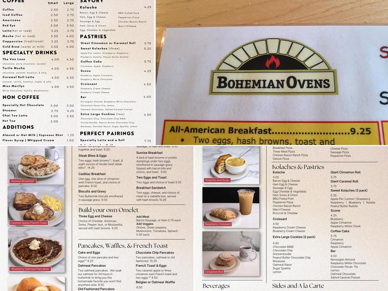 Bohemian Ovens Coffee + Breakfast Menu