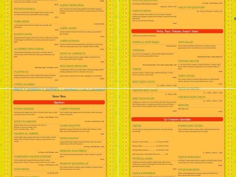 Los Compadres Menu