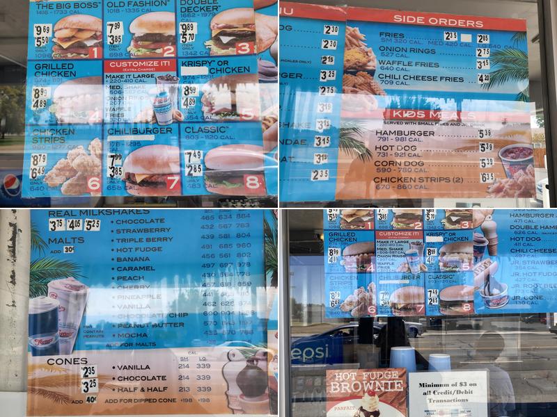 Fosters Freeze Menu