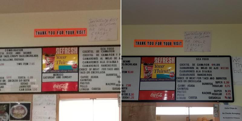 Taqueria Carolina Menu